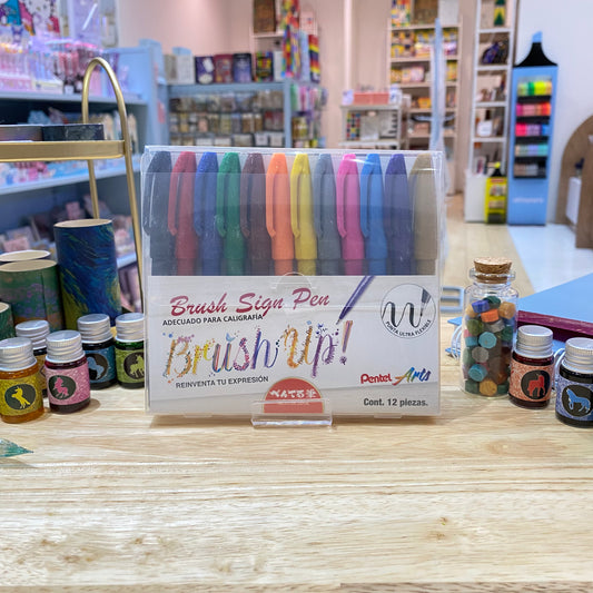 PENTEL BRUSH SIGN PEN 12 PZAS BASIC