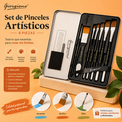 Giorgine Pinceles Artísticos 8 pzas Estuche Metálico