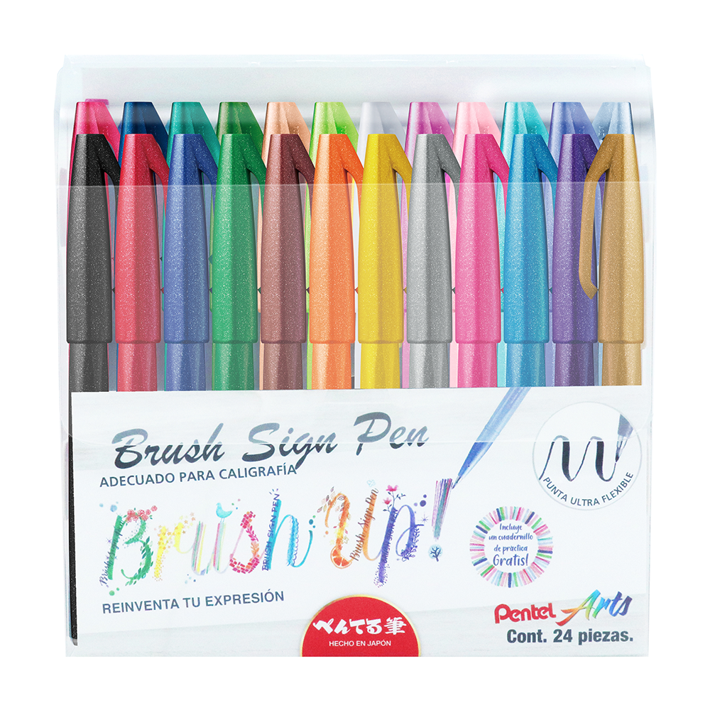 PENTEL BRUSH SIGN PEN 24PZAS